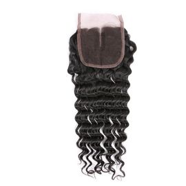 Китай Перуанская рука закрытия шнурка волны волос 4*4 девственницы глубокая связала плотность 130% поставщик