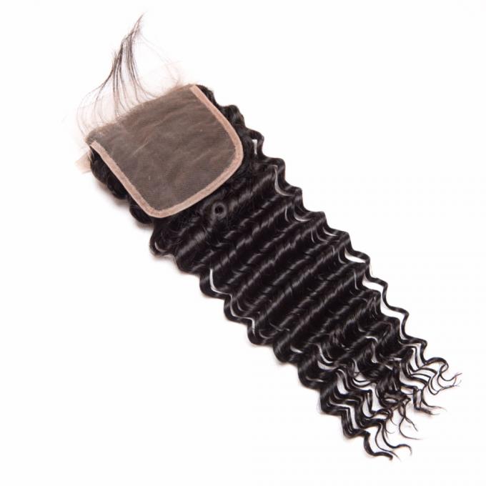 Шнурок бразильского глубокого закрытия шнурка человеческих волос закрытия шнурка верхней части волны полного русый швейцарский
