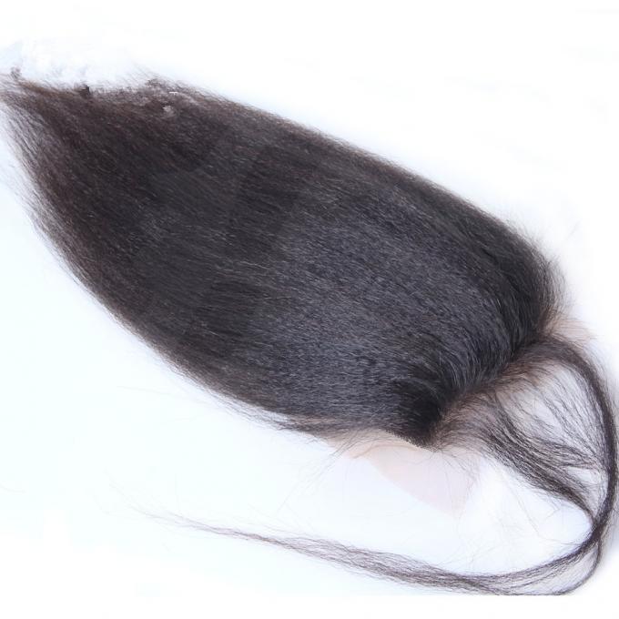 Закрытие шнурка ровных малайзийских человеческих волос Кинкы прямое швейцарское отсутствие линяя расширения