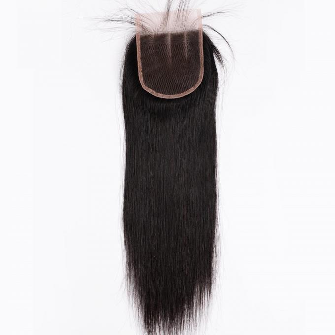 Элегантное закрытие закрытия 4кс4 шнурка человеческих волос малайзийское прямое, расширение человеческих волос