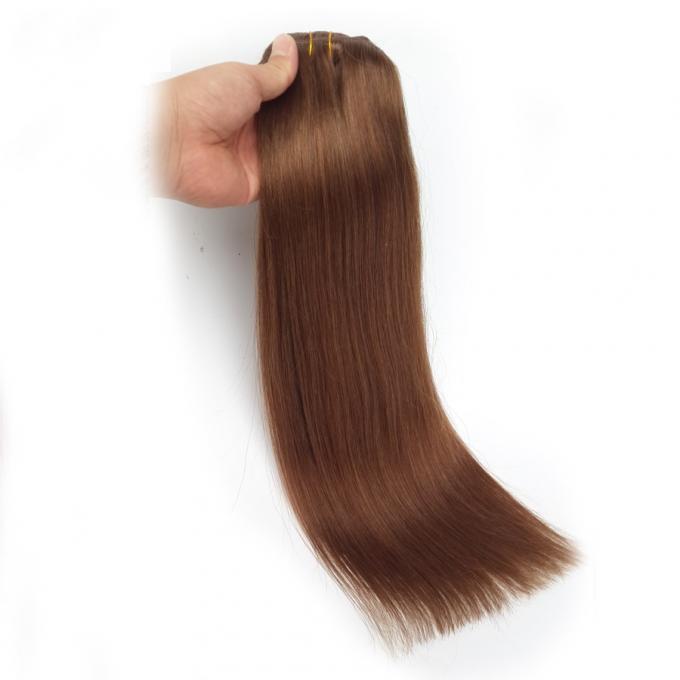 Зажим утка машины человеческих волос девственницы полных надкожиц бразильский перуанский в цвете Брауна расширения волос