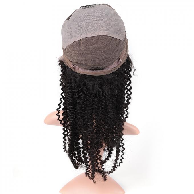 Средний размер для чернокожих женщин, плотность полных париков человеческих волос шнурка курчавых 130%