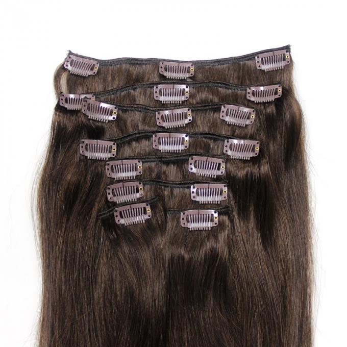 Темный зажим человеческих волос цвета #2 Брауна бразильский в надкожице расширений волос выровнял 8пкс 120 граммов